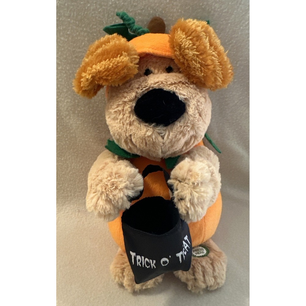 Avon Halloween Pumpkin Dog Stuffed Animal "We Got The Treats" Puppy Plush *AS IS